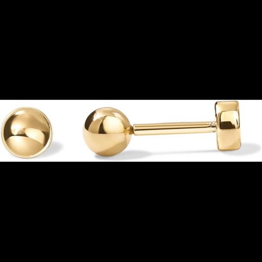 14K Gold Plated Solid 925 Sterling Silver Post Ball Stud Flat Back Earrings